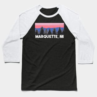 Yooper Life Marquette MI Blush Sunset Pine Tree Sunset T-Shirt Baseball T-Shirt